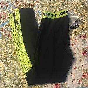 Under Armour Black and Neon Green Leggings
